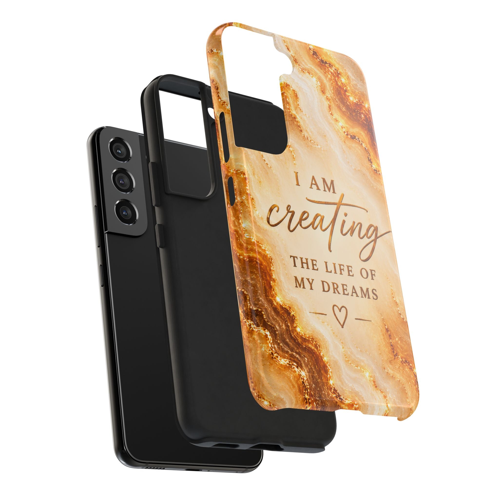 I Am Creating The Life Of My Dreams Tough Phone Case Faux Gold Marble Affirmation Iphone Samsung Galaxy Cases