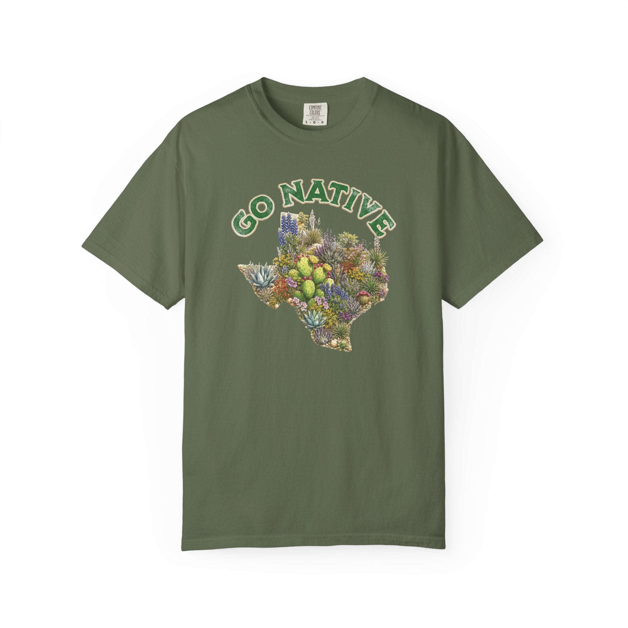 Go Native Texas T-shirt, Comfort Colors Tee, Texas State Native Plants Florals
