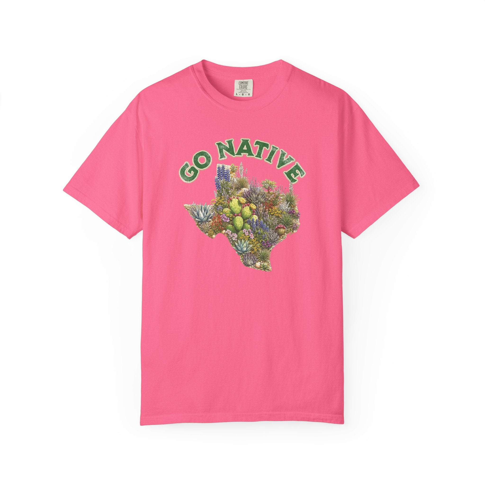 Go Native Texas T-shirt, Comfort Colors Tee, Texas State Native Plants Florals