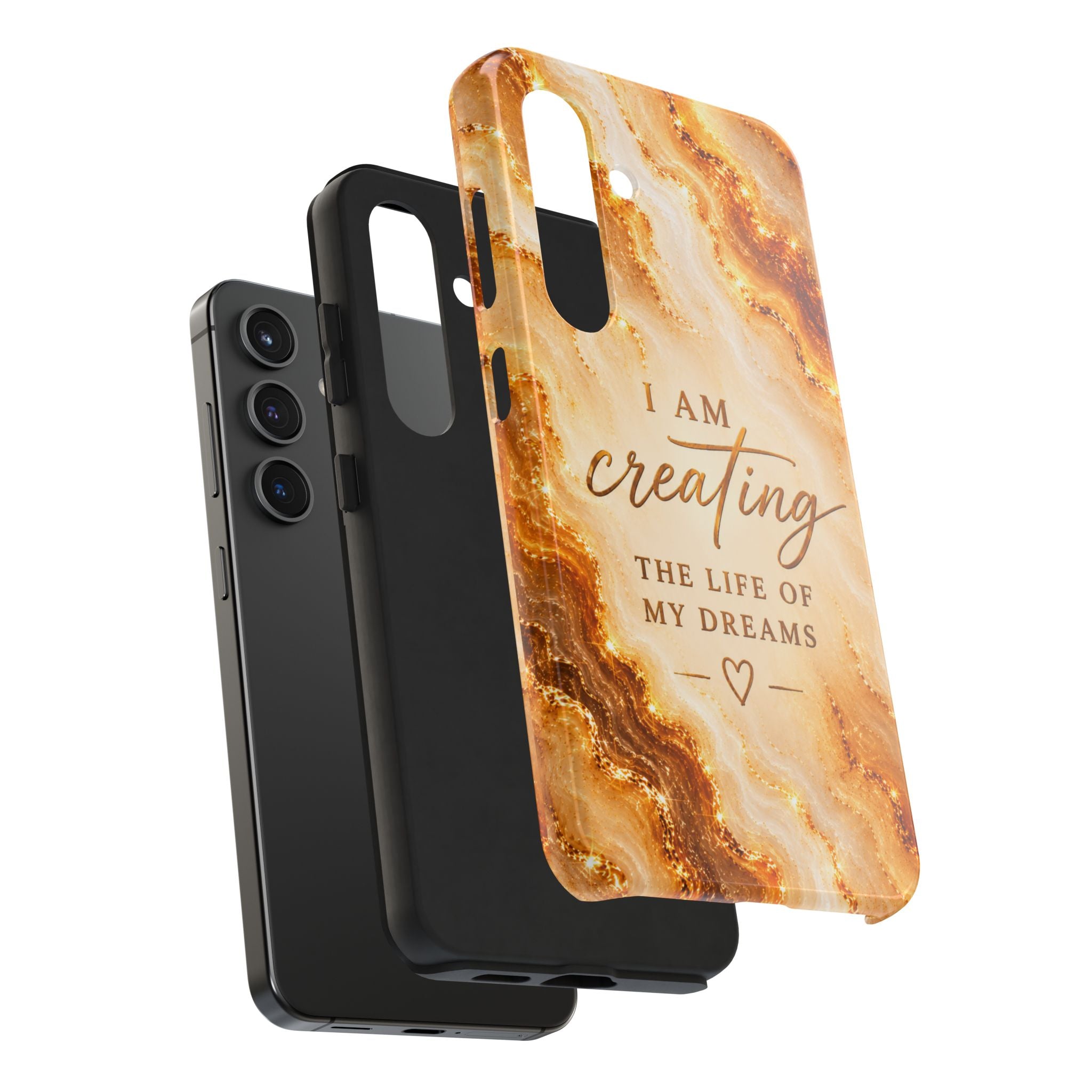 I Am Creating The Life Of My Dreams Tough Phone Case Faux Gold Marble Affirmation Iphone Samsung Galaxy Cases