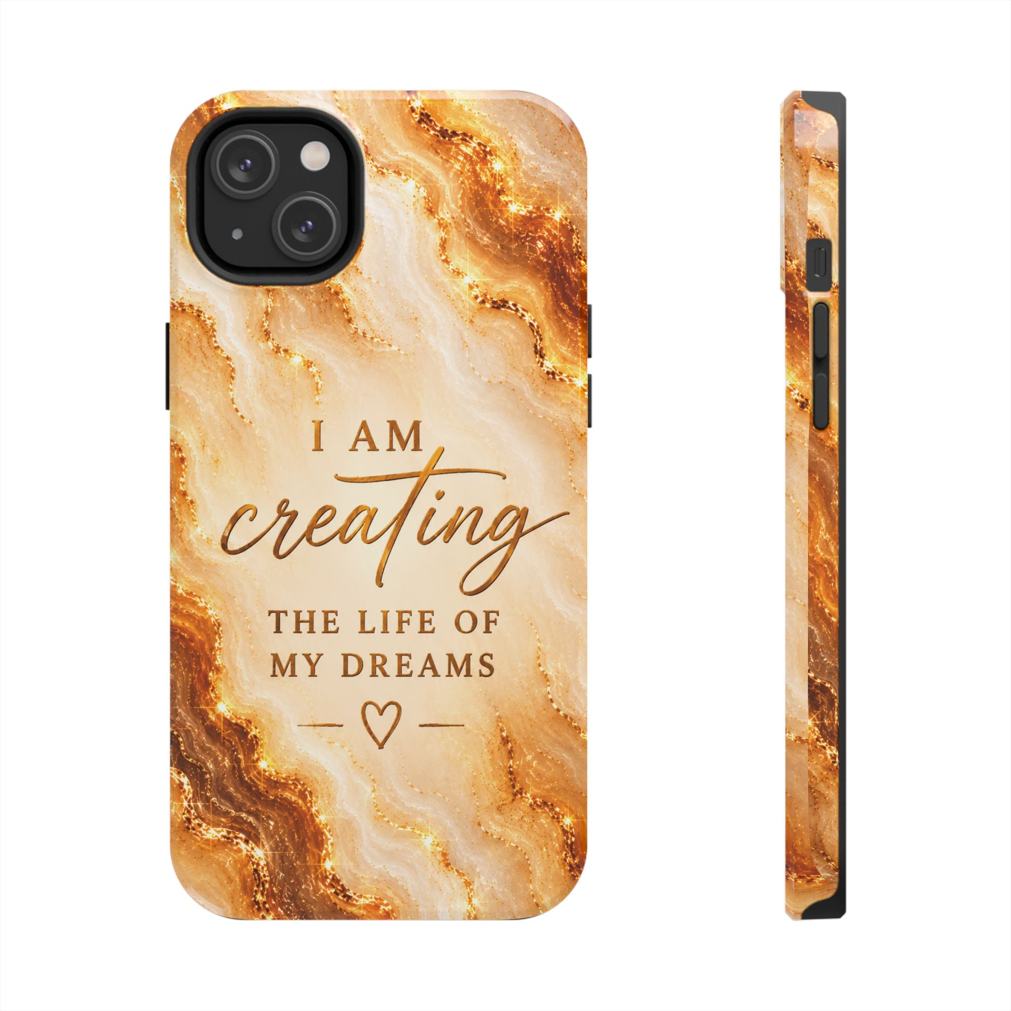 I Am Creating The Life Of My Dreams Tough Phone Case Faux Gold Marble Affirmation Iphone Samsung Galaxy Cases