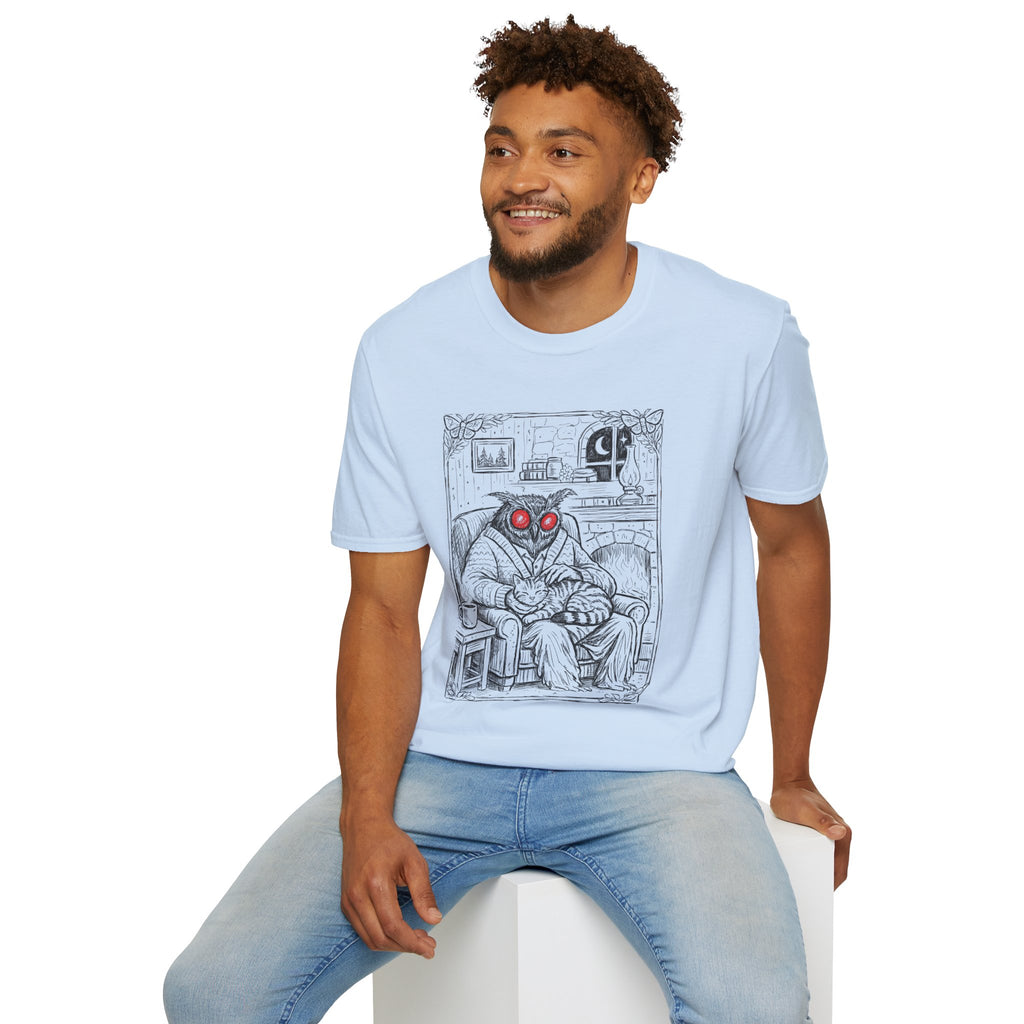 Mothman Illustration T-Shirt, Cryptid Style Vintage Sketch, Cryptid Artwork, Soft Cotton Tee