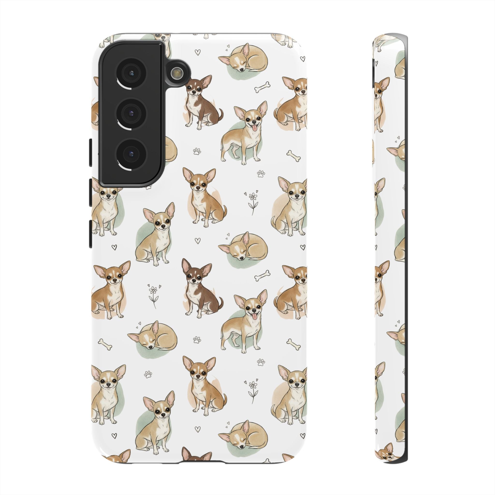 Watercolor Chihuahua Pattern Phone Case | Tough Case