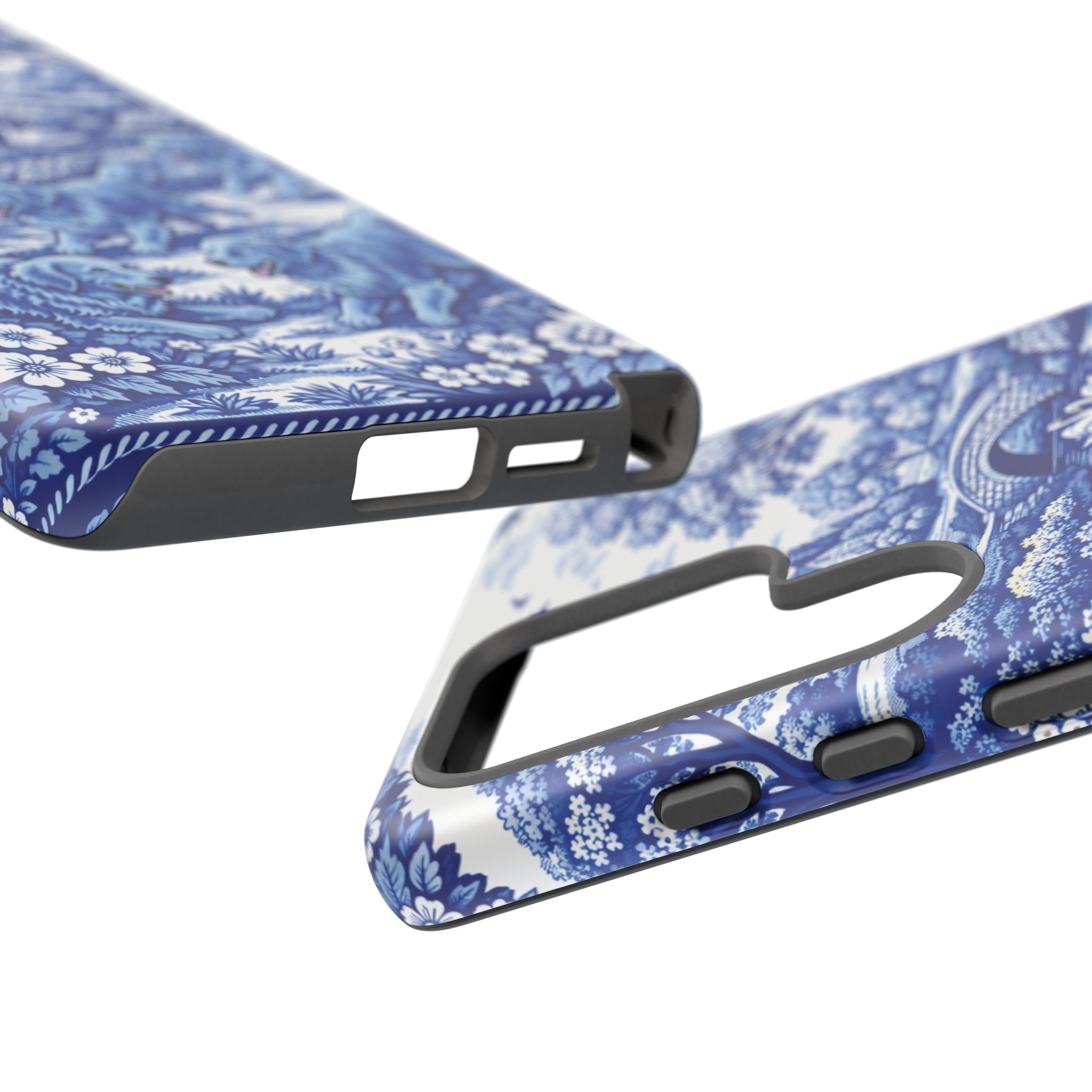 Golden Retriever Tough Phone Case, Chinoiserie Blue Dog Pattern, French Toile Aesthetic