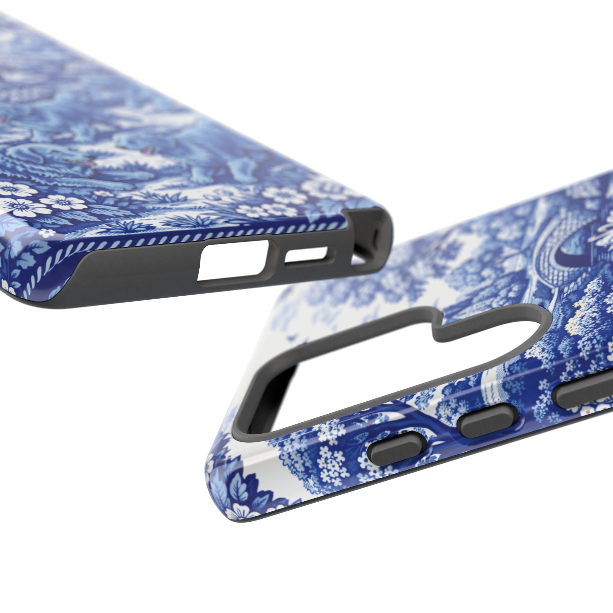 Golden Retriever Tough Phone Case, Chinoiserie Blue Dog Pattern, French Toile Aesthetic