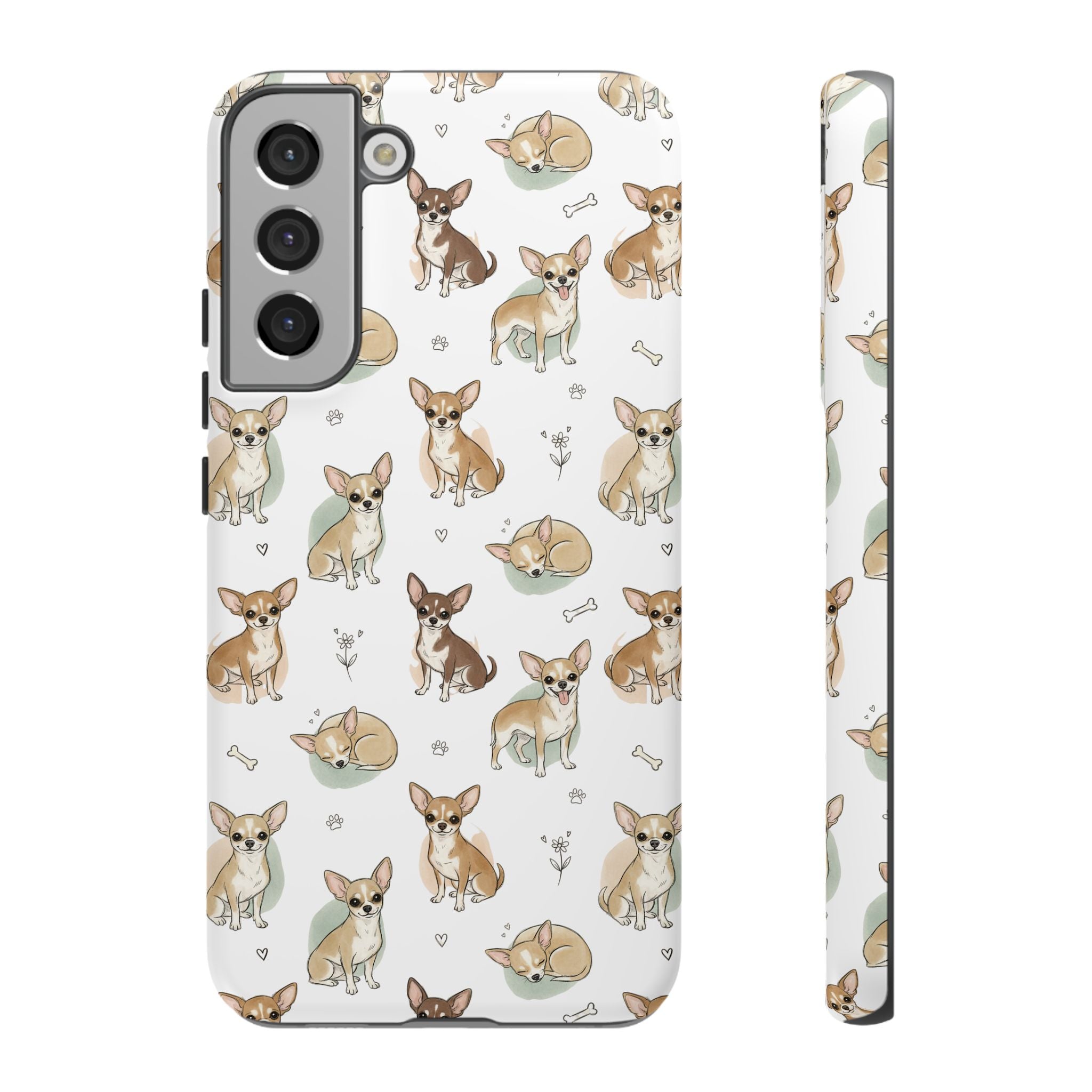 Watercolor Chihuahua Pattern Phone Case | Tough Case