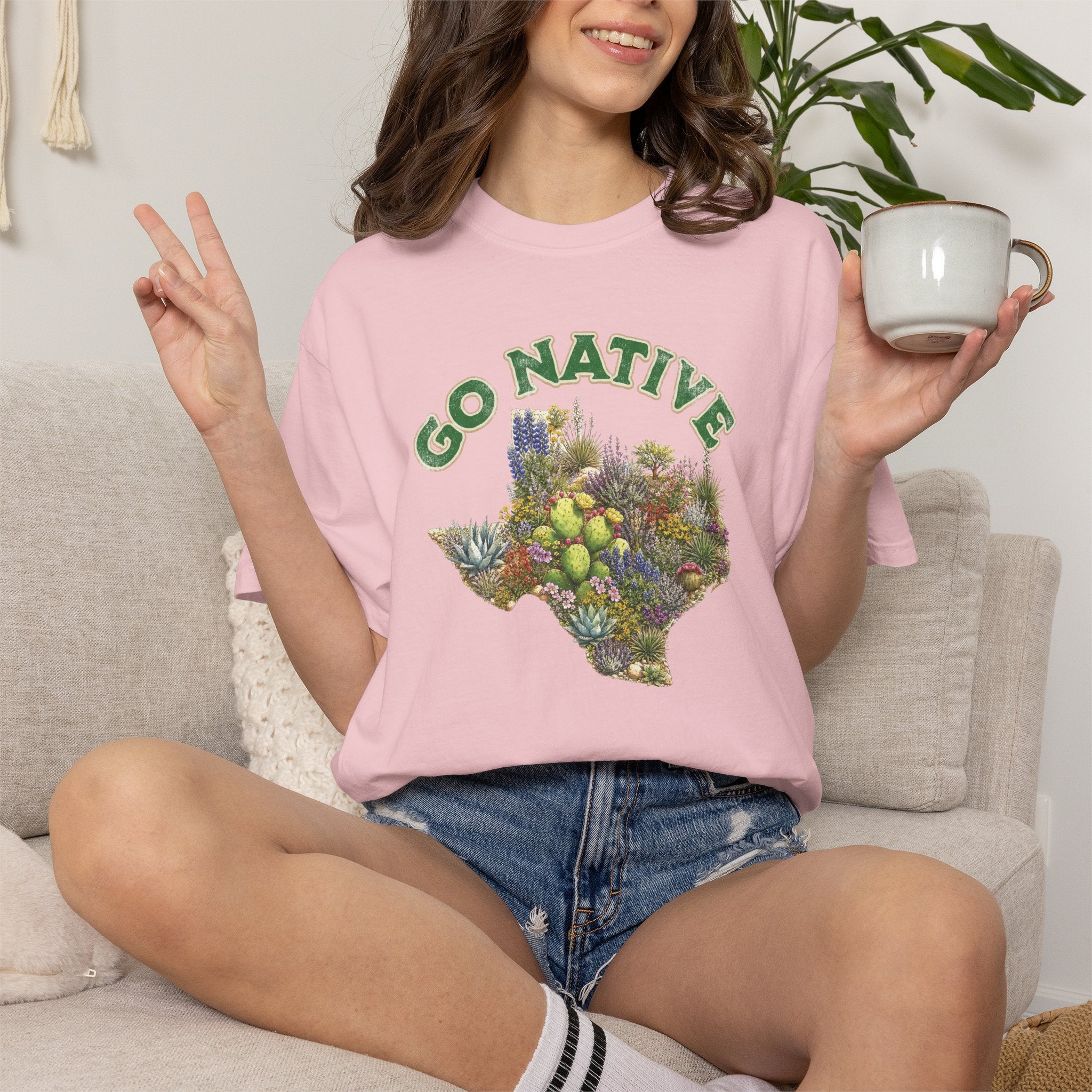 Go Native Texas T-shirt, Comfort Colors Tee, Texas State Native Plants Florals