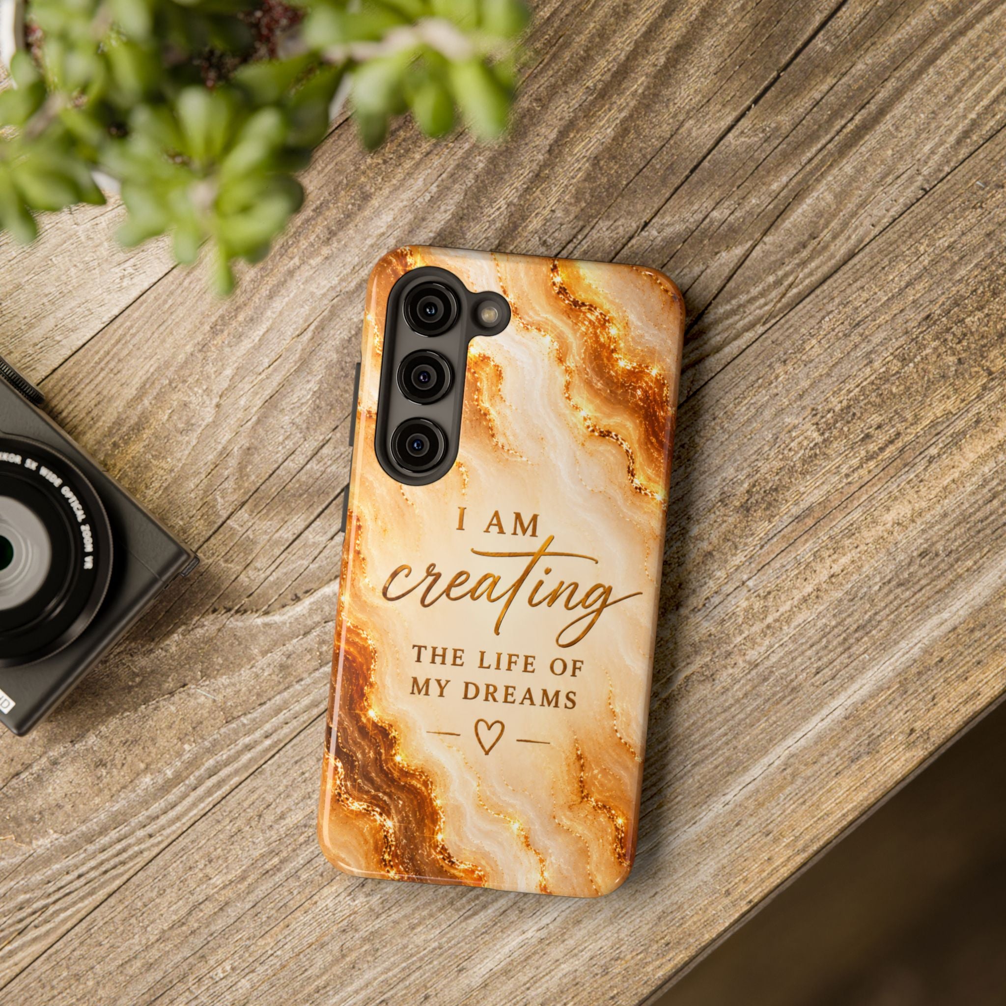 I Am Creating The Life Of My Dreams Tough Phone Case Faux Gold Marble Affirmation Iphone Samsung Galaxy Cases