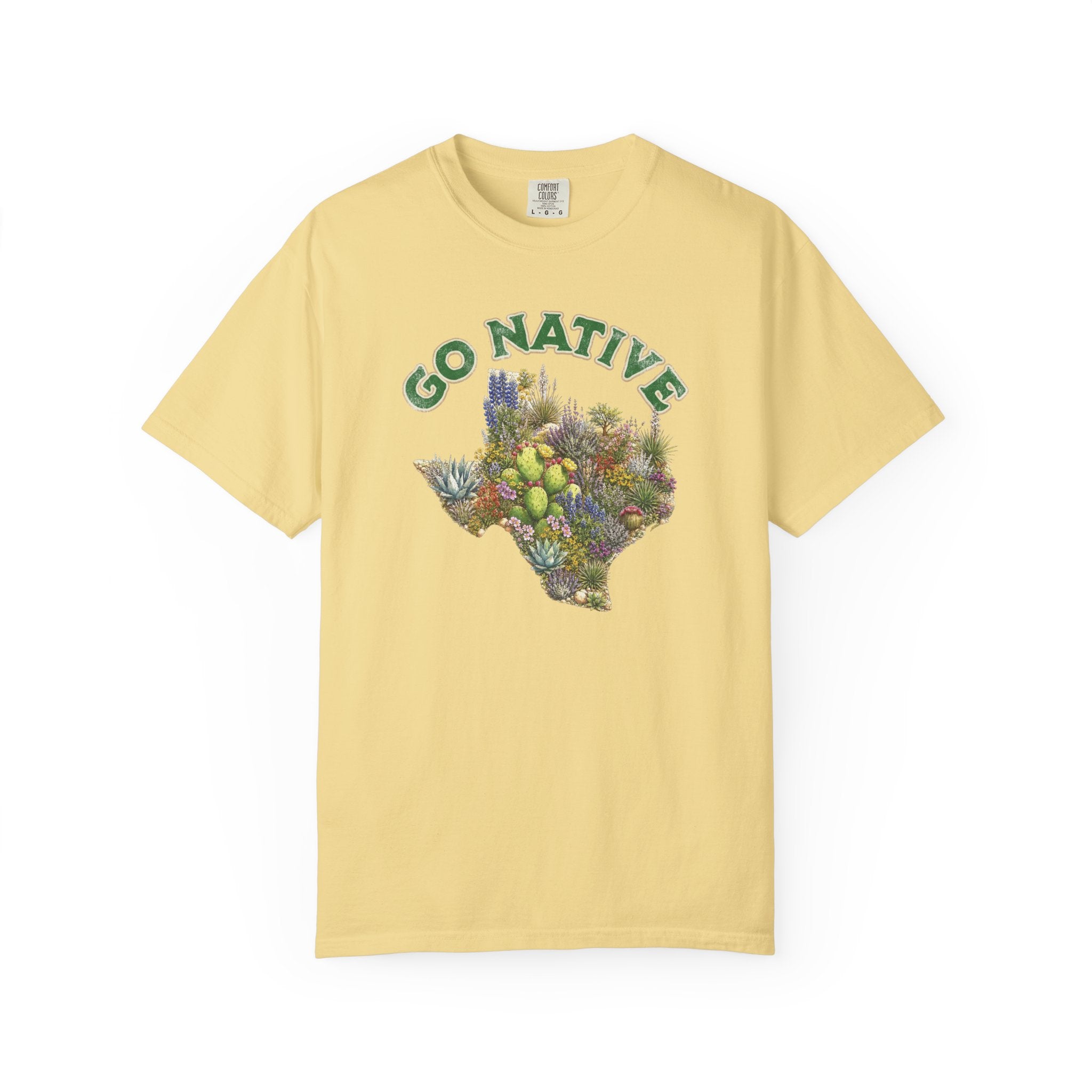 Go Native Texas T-shirt, Comfort Colors Tee, Texas State Native Plants Florals