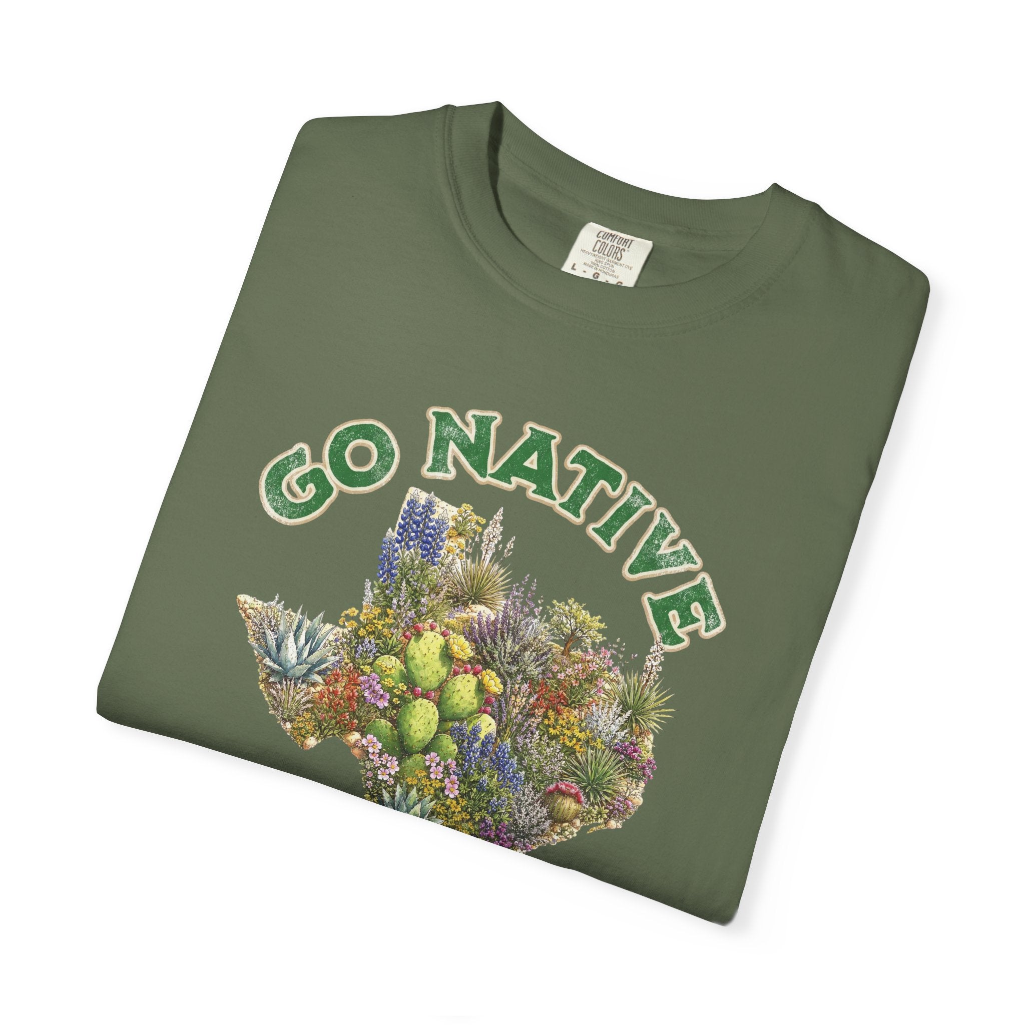 Go Native Texas T-shirt, Comfort Colors Tee, Texas State Native Plants Florals