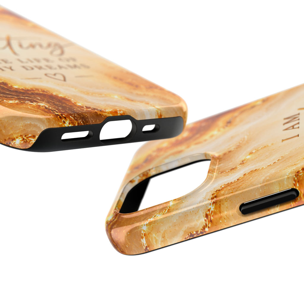 I Am Creating The Life Of My Dreams Tough Phone Case Faux Gold Marble Affirmation Iphone Samsung Galaxy Cases