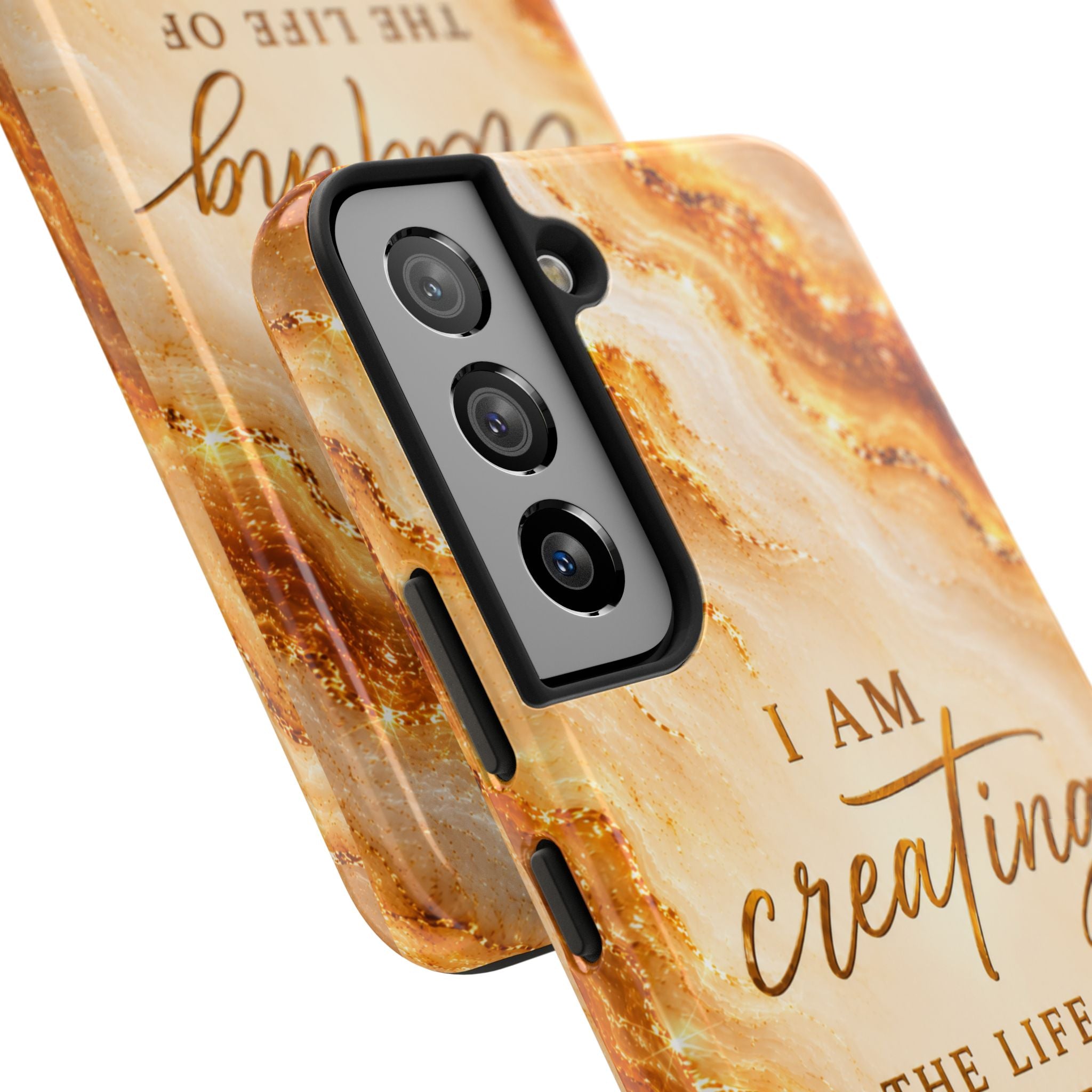 I Am Creating The Life Of My Dreams Tough Phone Case Faux Gold Marble Affirmation Iphone Samsung Galaxy Cases