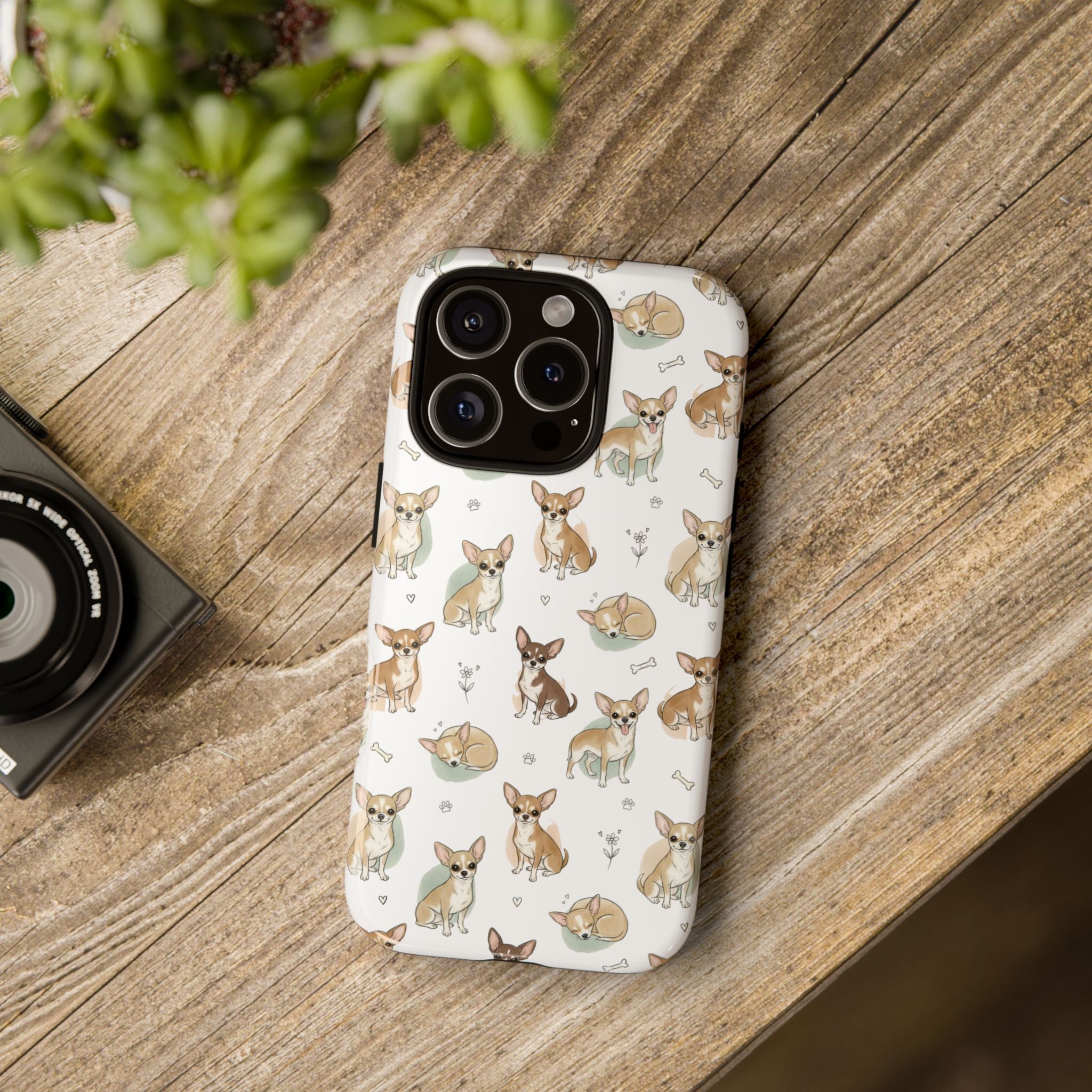 Watercolor Chihuahua Pattern Phone Case | Tough Case