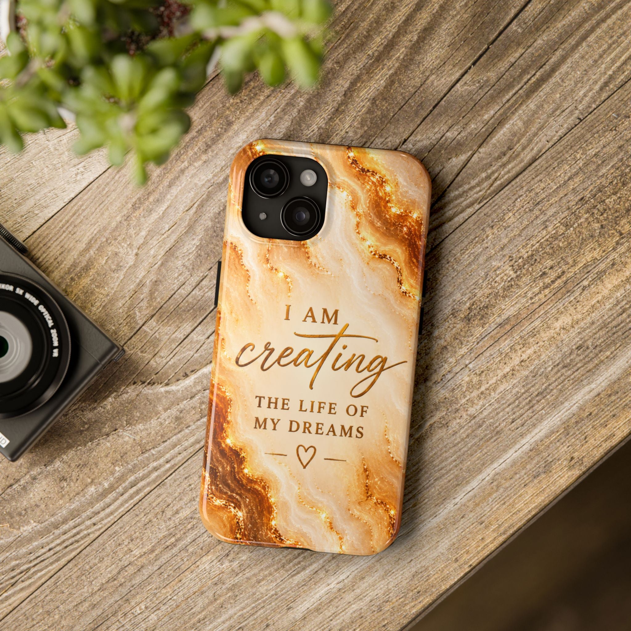 I Am Creating The Life Of My Dreams Tough Phone Case Faux Gold Marble Affirmation Iphone Samsung Galaxy Cases