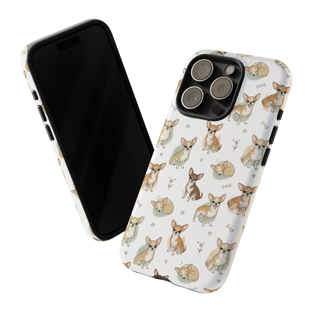 Watercolor Chihuahua Pattern Phone Case | Tough Case
