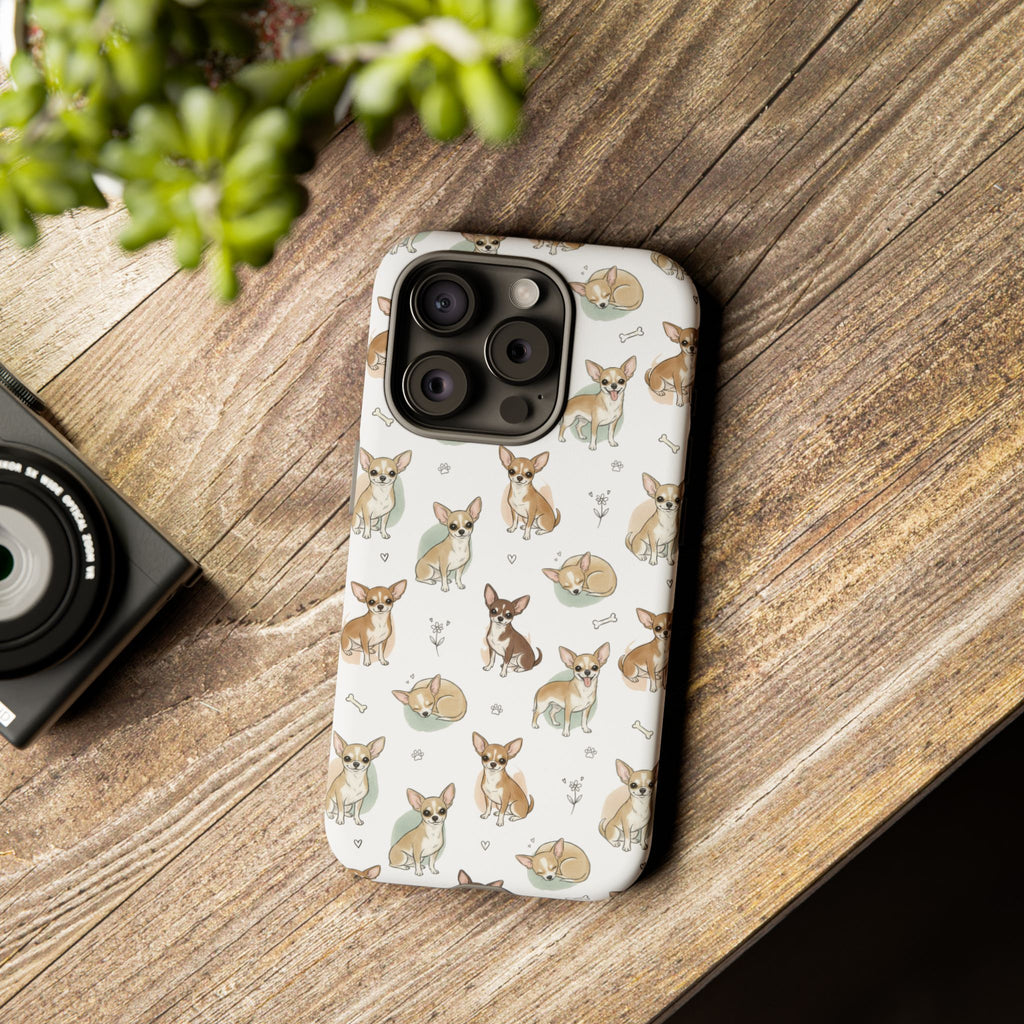 Watercolor Chihuahua Pattern Phone Case | Tough Case
