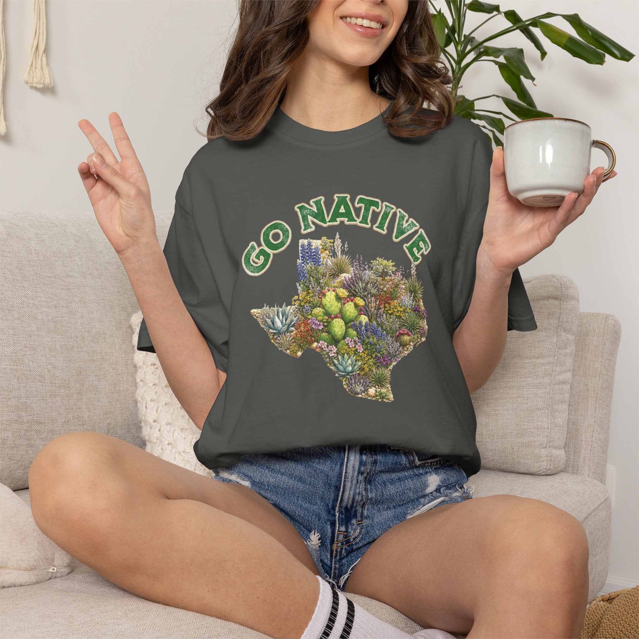Go Native Texas T-shirt, Comfort Colors Tee, Texas State Native Plants Florals