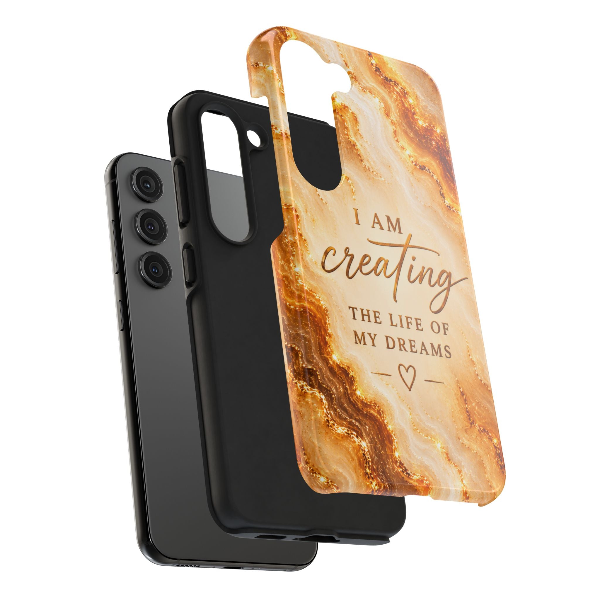 I Am Creating The Life Of My Dreams Tough Phone Case Faux Gold Marble Affirmation Iphone Samsung Galaxy Cases