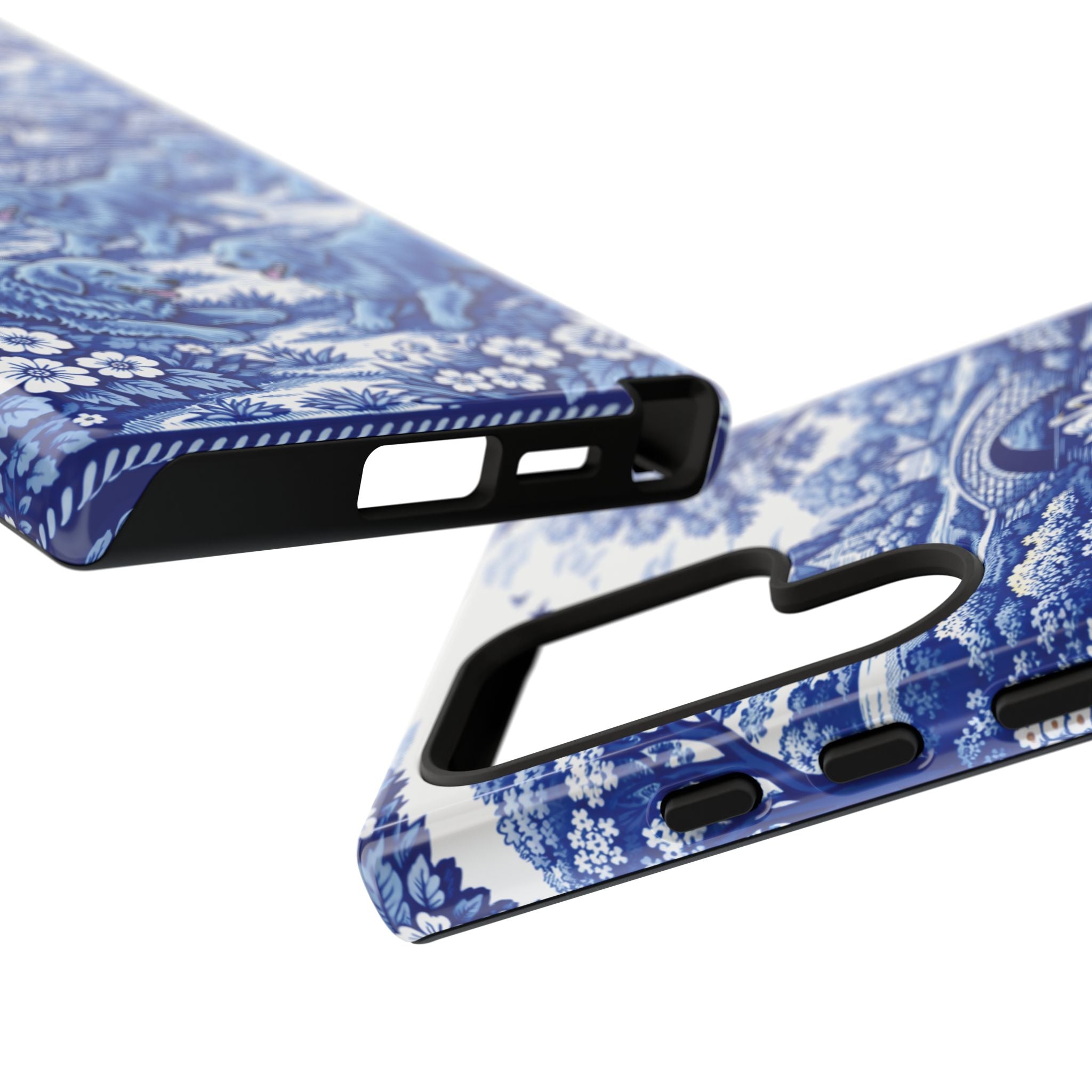 Golden Retriever Tough Phone Case, Chinoiserie Blue Dog Pattern, French Toile Aesthetic