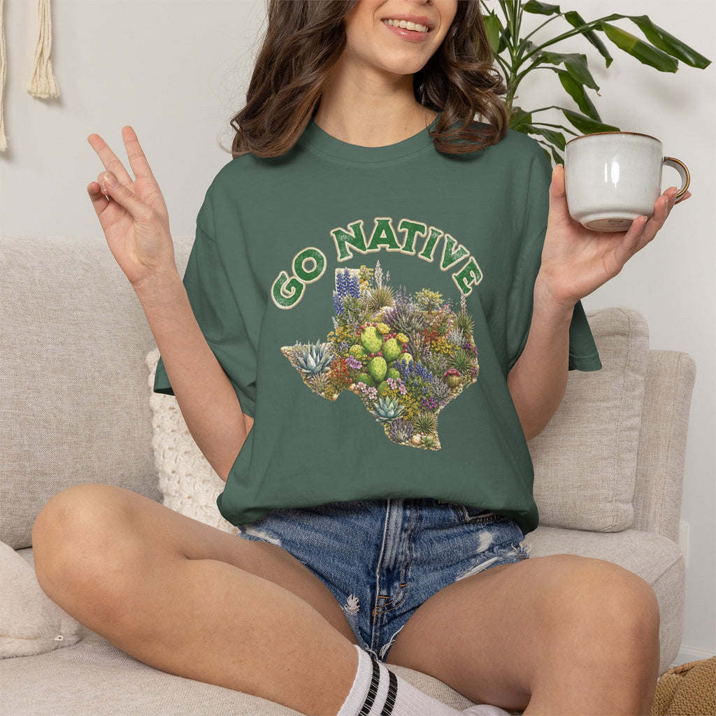 Go Native Texas T-shirt, Comfort Colors Tee, Texas State Native Plants Florals