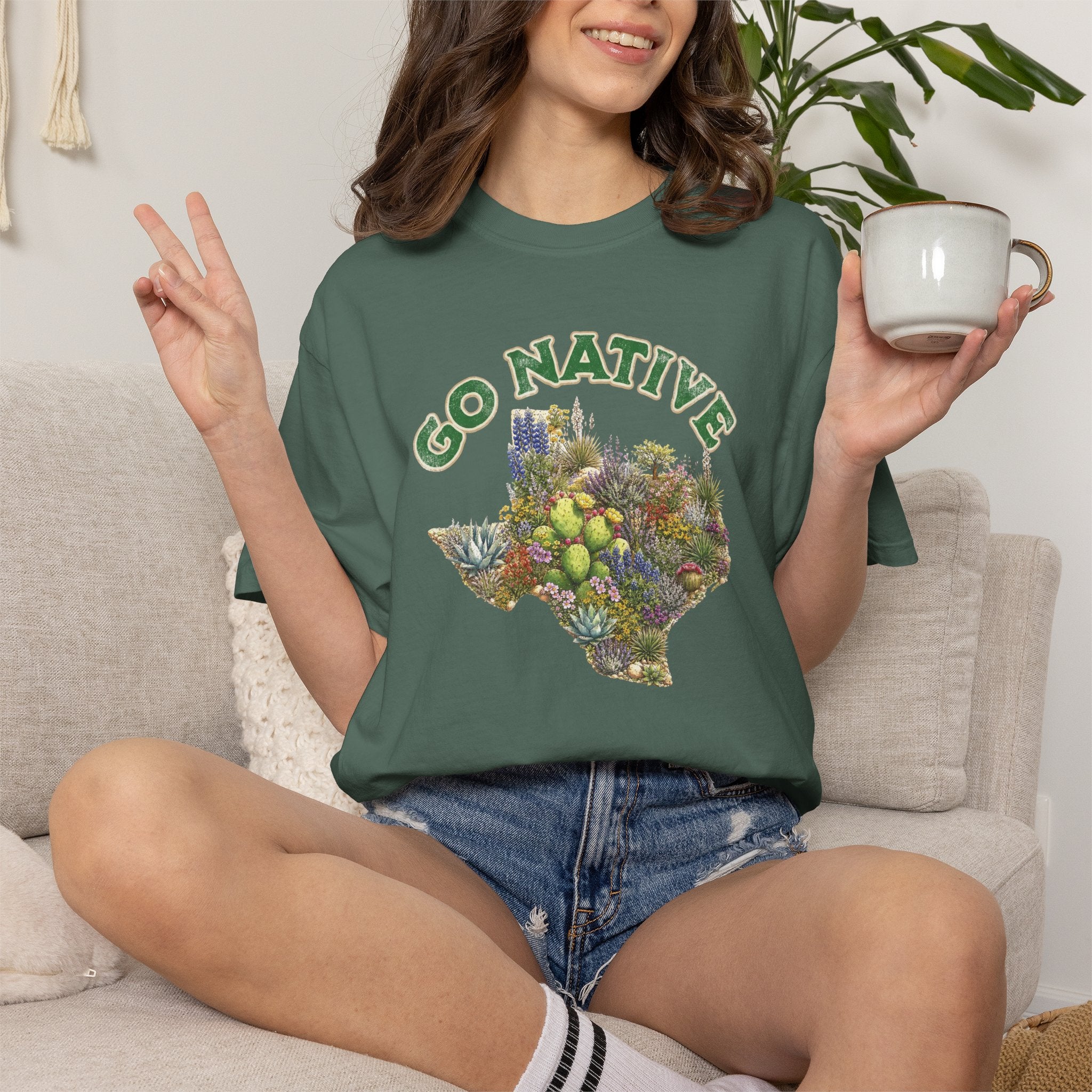 Go Native Texas T-shirt, Comfort Colors Tee, Texas State Native Plants Florals