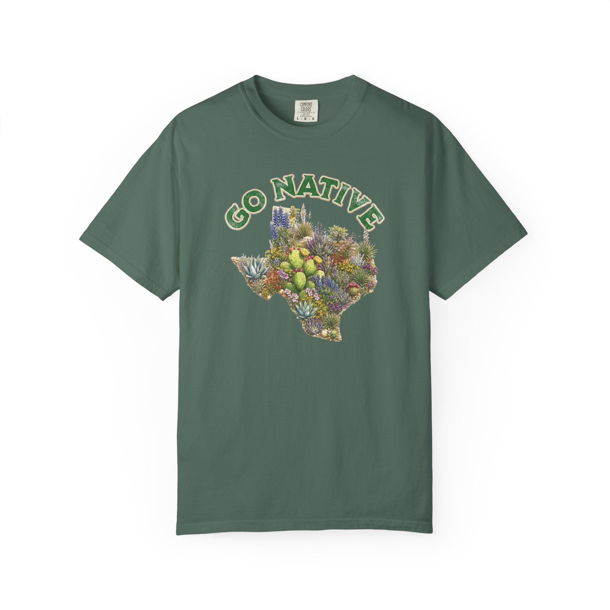 Go Native Texas T-shirt, Comfort Colors Tee, Texas State Native Plants Florals